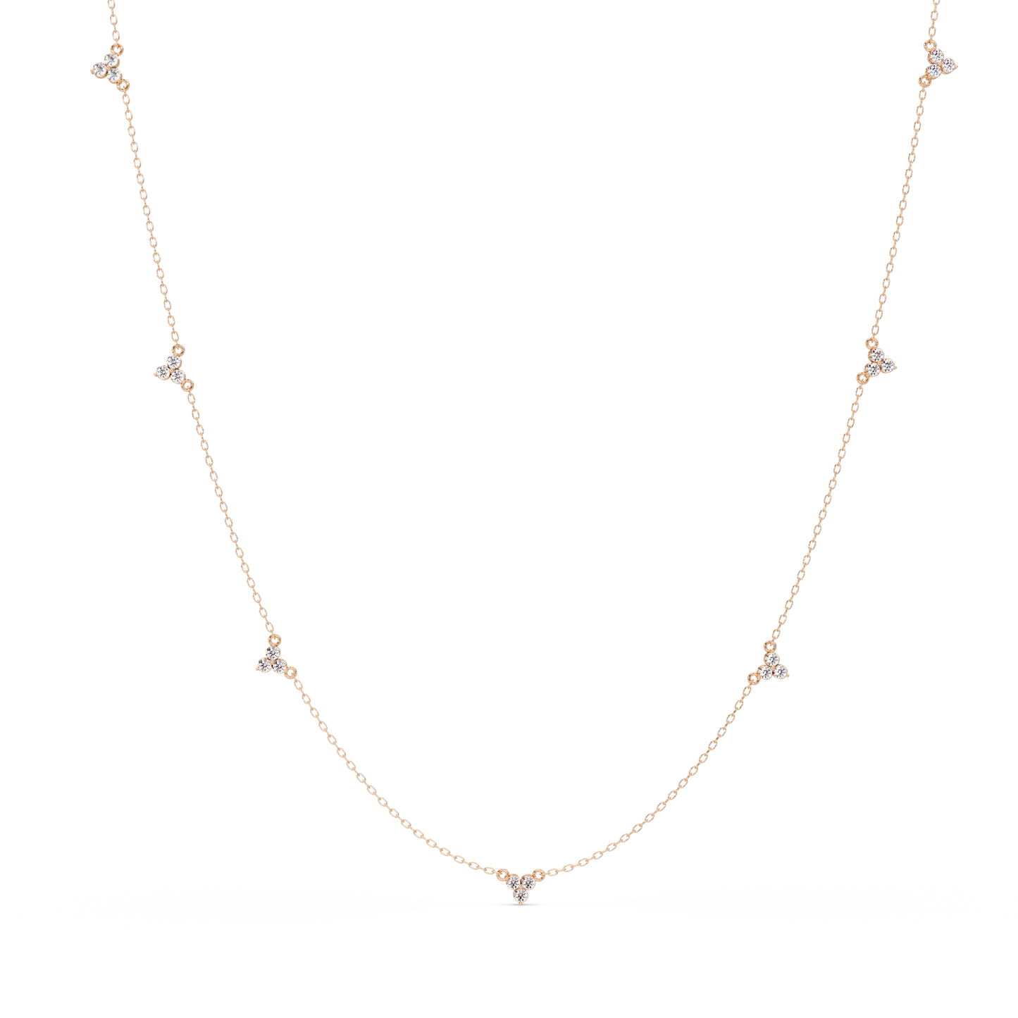 Round Cut Rose Gold Lab Gown Station Diamond Necklace - HIGHCARAT DIAMONDS