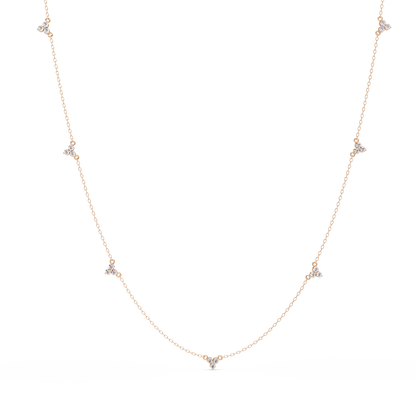 Round Cut Rose Gold Lab Gown Station Diamond Necklace - HIGHCARAT DIAMONDS