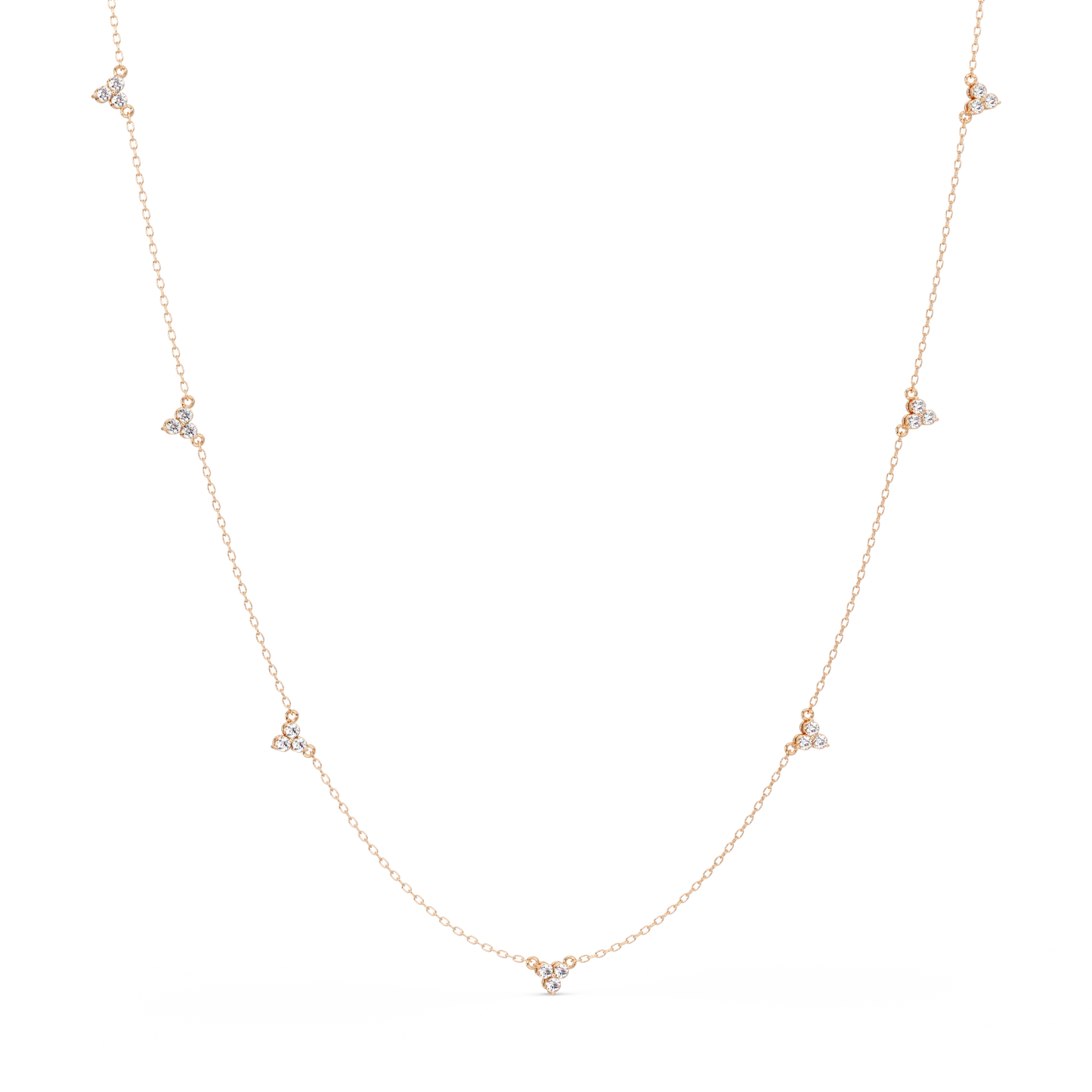 Round Cut Rose Gold Lab Gown Station Diamond Necklace - HIGHCARAT DIAMONDS