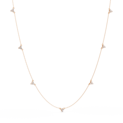 Round Cut Rose Gold Lab Gown Station Diamond Necklace - HIGHCARAT DIAMONDS