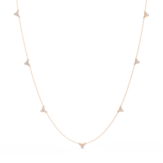 Round Cut Rose Gold Lab Gown Station Diamond Necklace - HIGHCARAT DIAMONDS