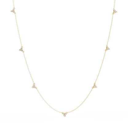 Round Cut Rose Gold Lab Gown Station Diamond Necklace - HIGHCARAT DIAMONDS