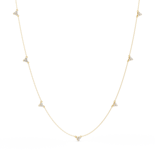 Round Cut Rose Gold Lab Gown Station Diamond Necklace - HIGHCARAT DIAMONDS