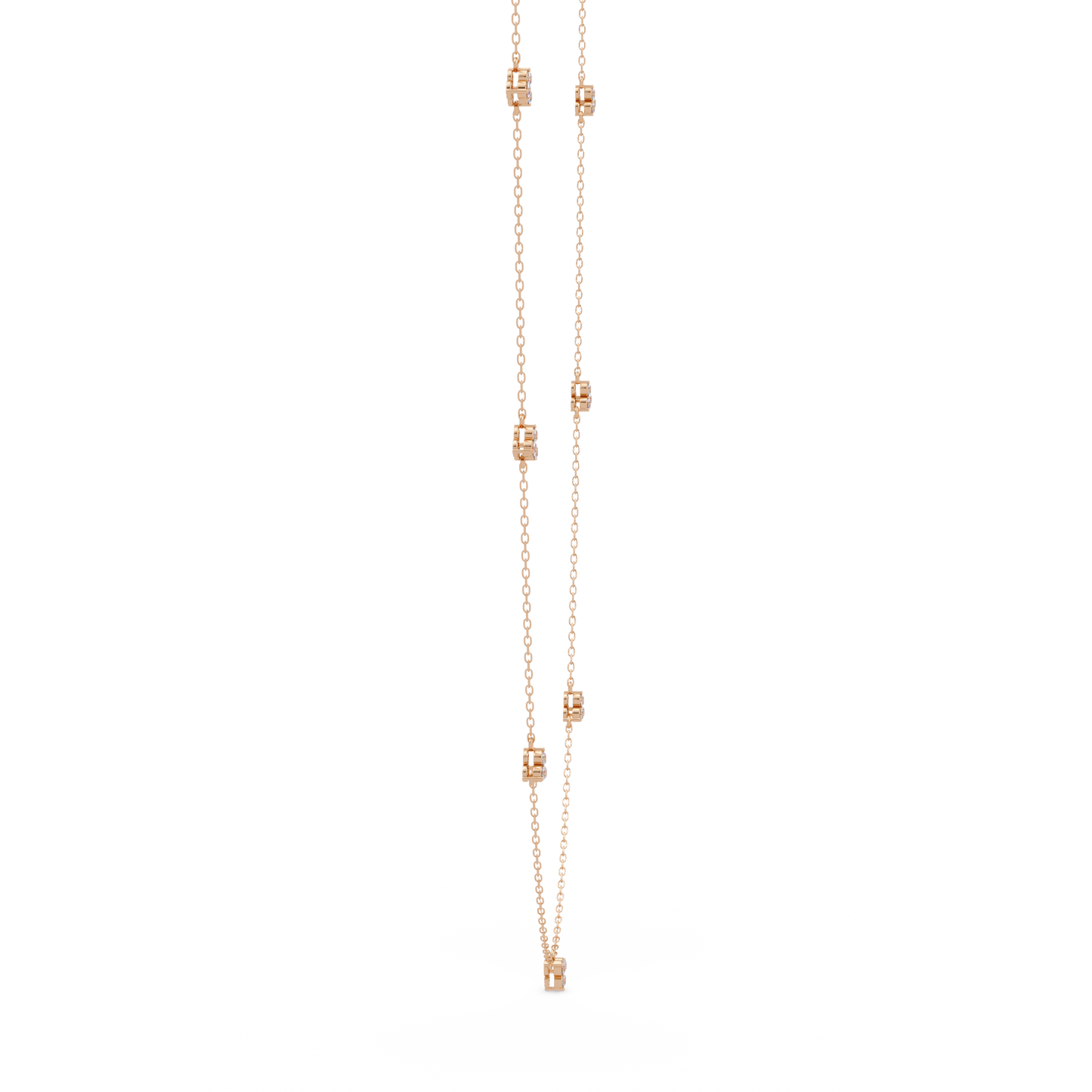 Round Cut Rose Gold Lab Gown Station Diamond Necklace - HIGHCARAT DIAMONDS