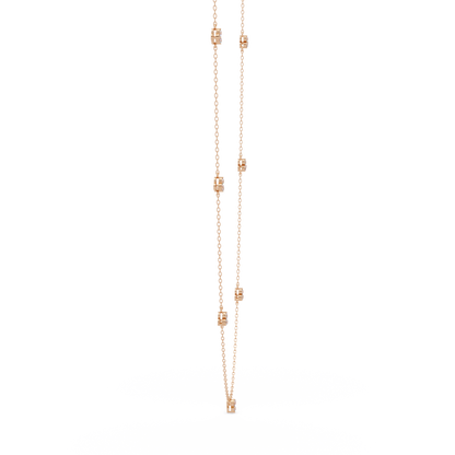 Round Cut Rose Gold Lab Gown Station Diamond Necklace - HIGHCARAT DIAMONDS