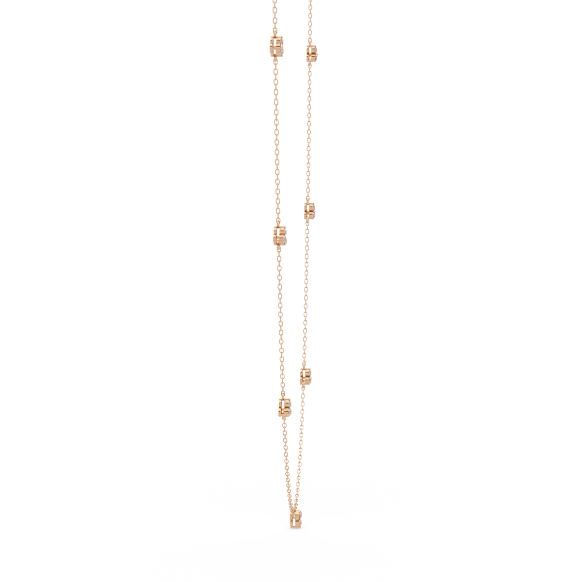 Round Cut Rose Gold Lab Gown Station Diamond Necklace - HIGHCARAT DIAMONDS
