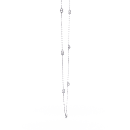 Round Cut Rose Gold Lab Gown Station Diamond Necklace - HIGHCARAT DIAMONDS