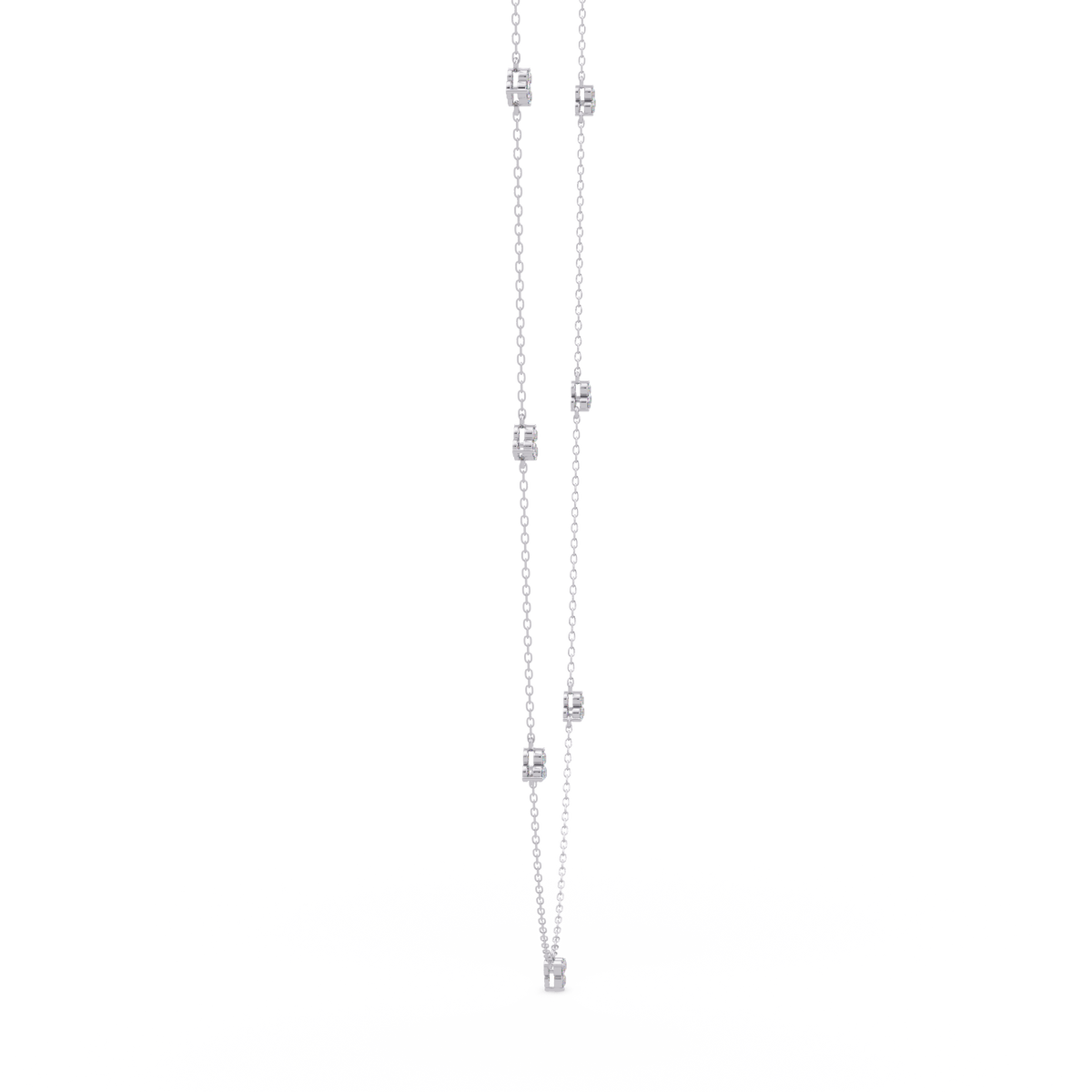 Round Cut Rose Gold Lab Gown Station Diamond Necklace - HIGHCARAT DIAMONDS