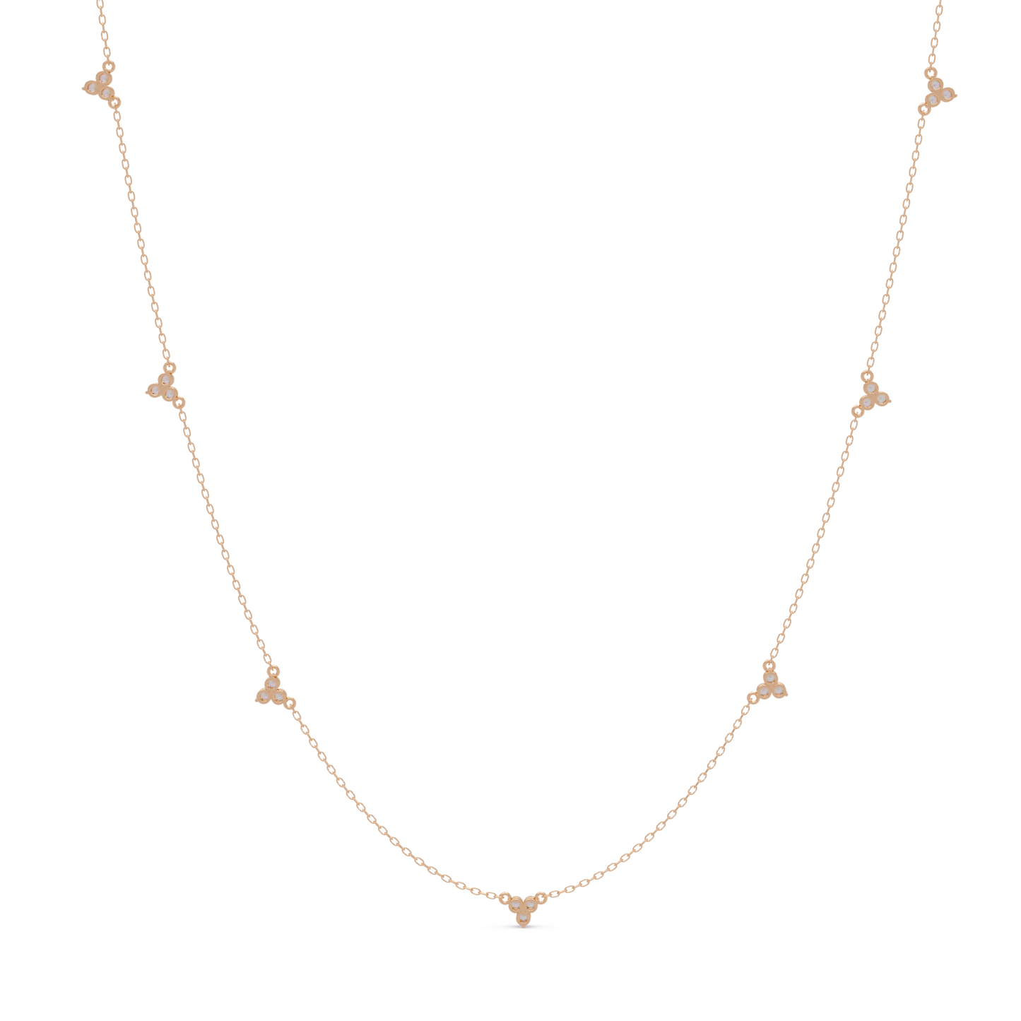 Round Cut Rose Gold Lab Gown Station Diamond Necklace - HIGHCARAT DIAMONDS