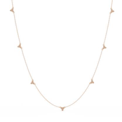 Round Cut Rose Gold Lab Gown Station Diamond Necklace - HIGHCARAT DIAMONDS