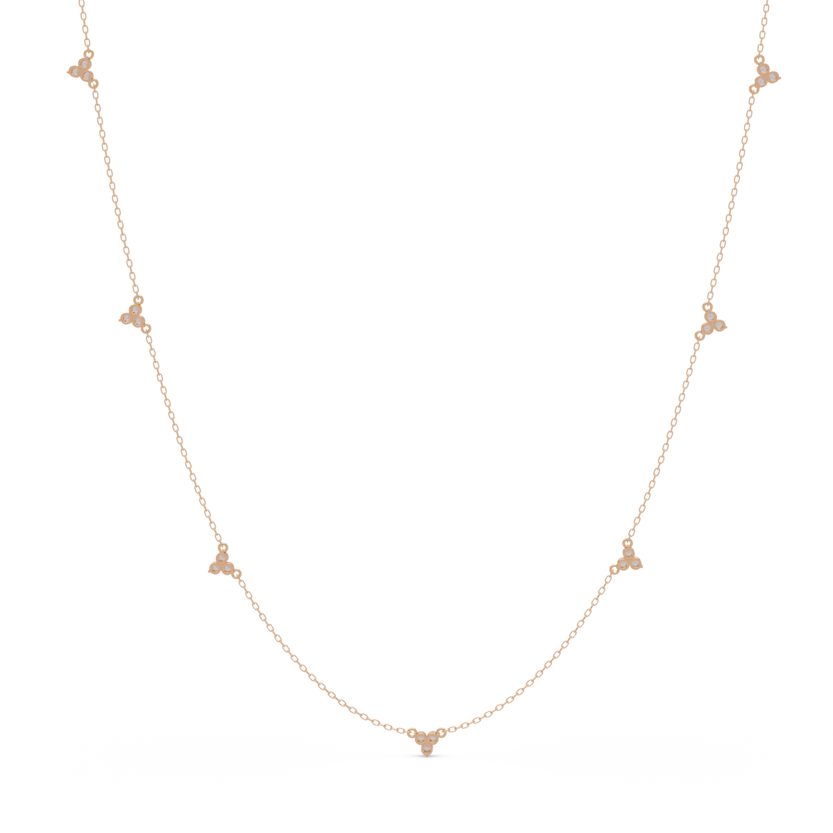 Round Cut Rose Gold Lab Gown Station Diamond Necklace - HIGHCARAT DIAMONDS