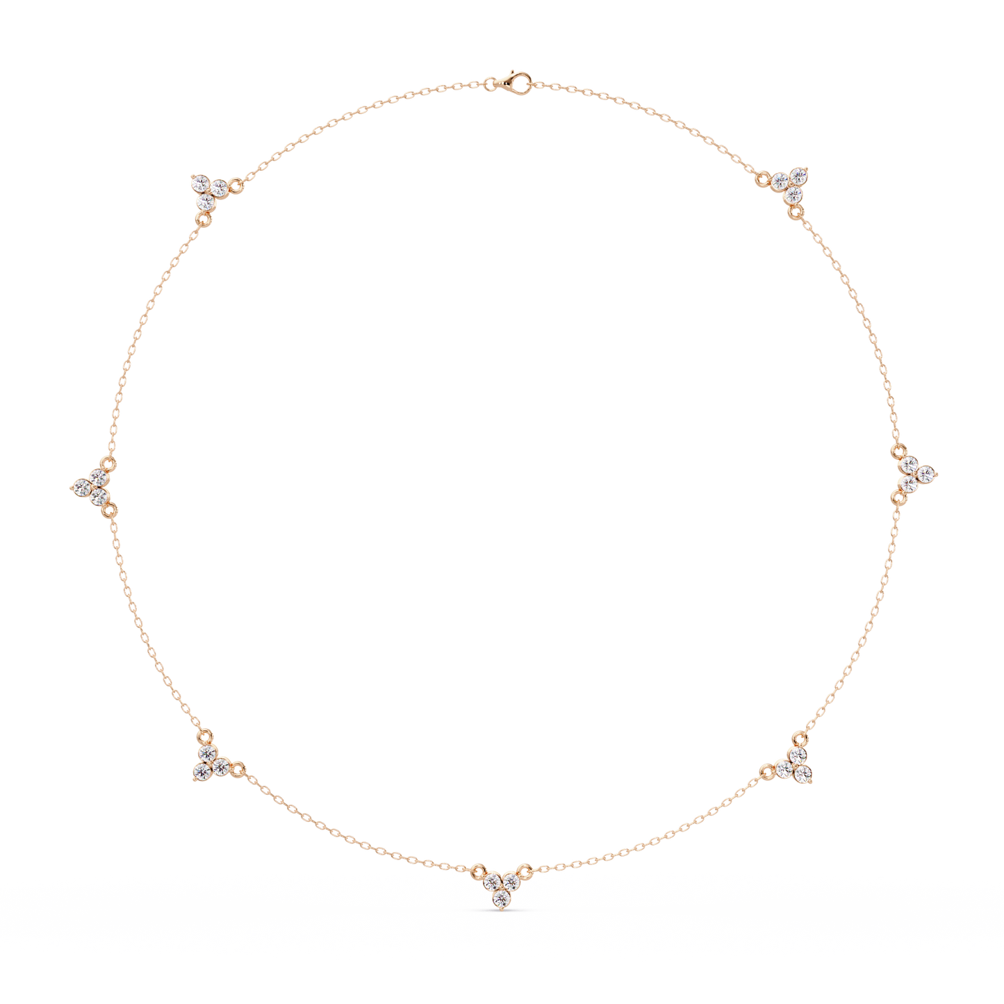 Round Cut Rose Gold Lab Gown Station Diamond Necklace - HIGHCARAT DIAMONDS
