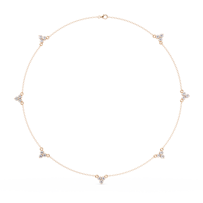 Round Cut Rose Gold Lab Gown Station Diamond Necklace - HIGHCARAT DIAMONDS
