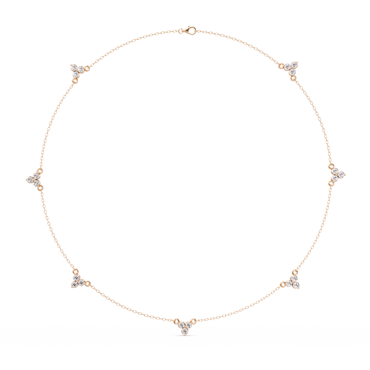 Round Cut Rose Gold Lab Gown Station Diamond Necklace - HIGHCARAT DIAMONDS