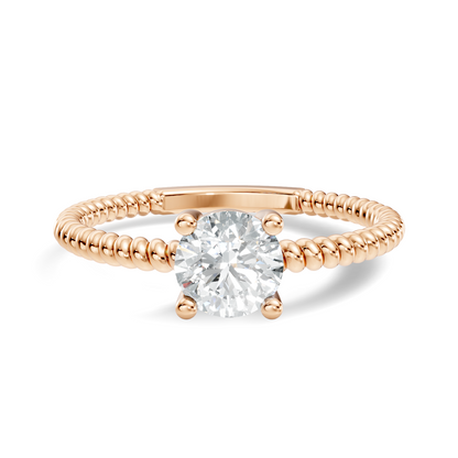 Solitaire Round Cut Lab Grown Diamond Vintage Delicate Prong Set Dainty Engagement Ring - HIGHCARAT DIAMONDS