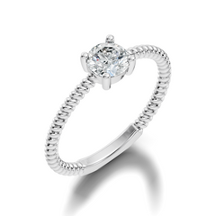 Solitaire Round Cut Lab Grown Diamond Vintage Delicate Prong Set Dainty Engagement Ring - HIGHCARAT DIAMONDS