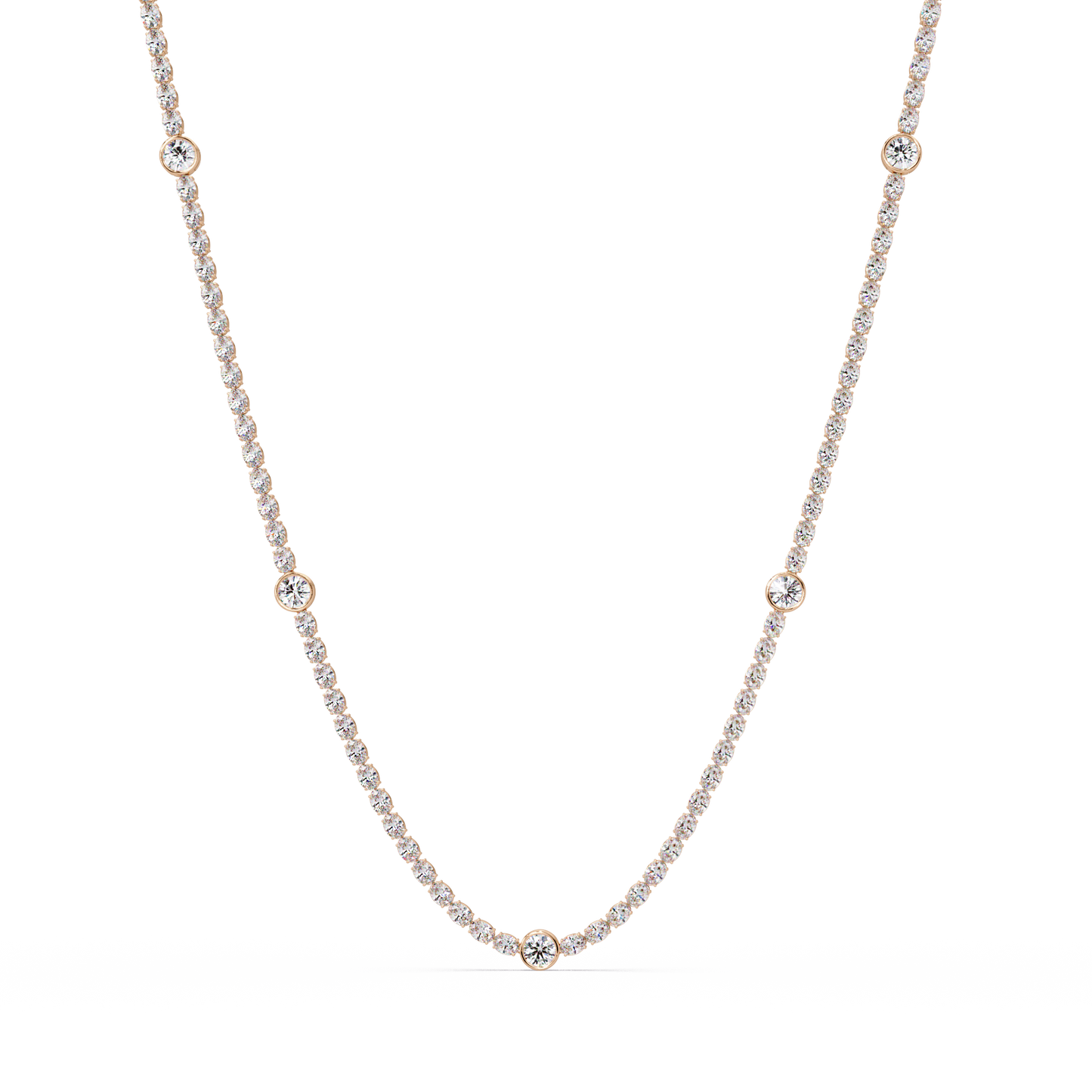 Round Cut Station Lab Grown Tennis Diamond Necklace in Gold - HIGHCARAT DIAMONDS