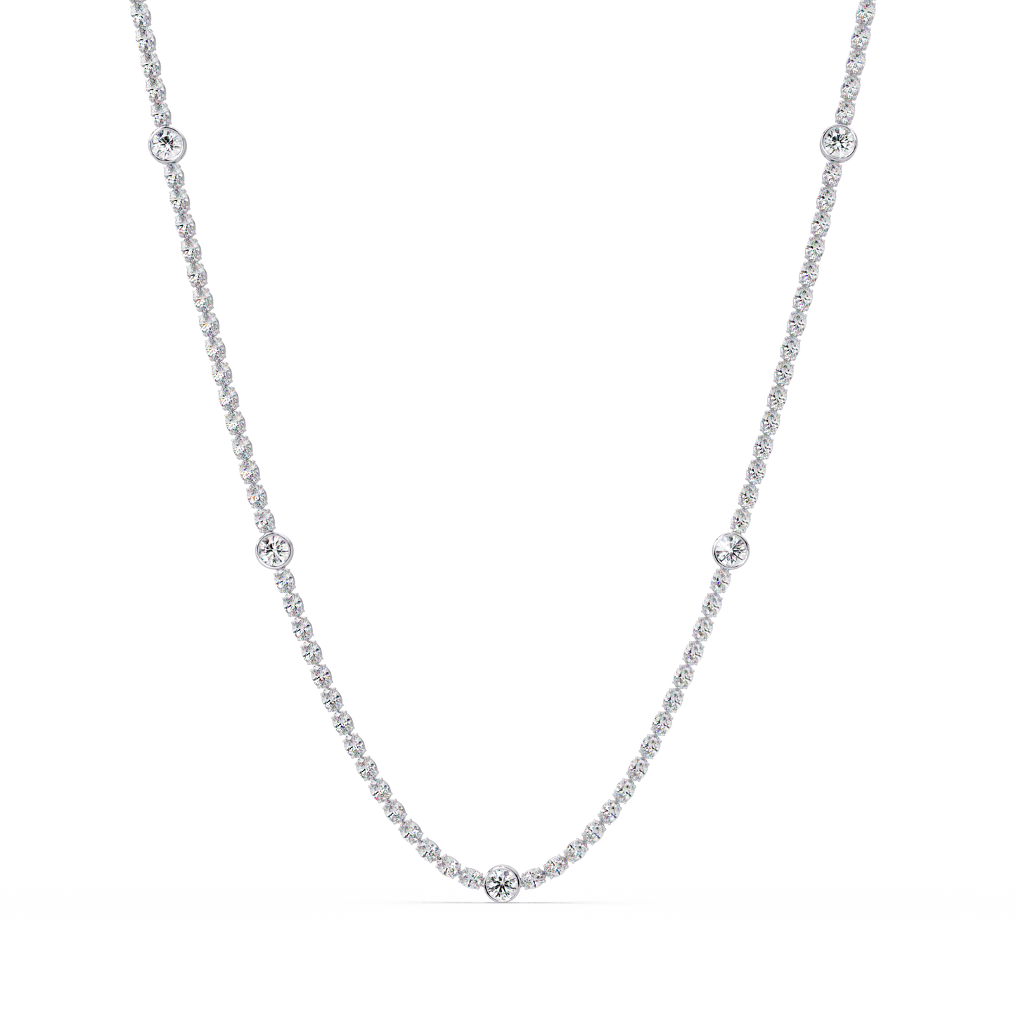Round Cut Station Lab Grown Tennis Diamond Necklace in Gold - HIGHCARAT DIAMONDS