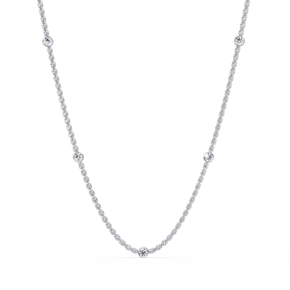 Round Cut Station Lab Grown Tennis Diamond Necklace in Gold - HIGHCARAT DIAMONDS