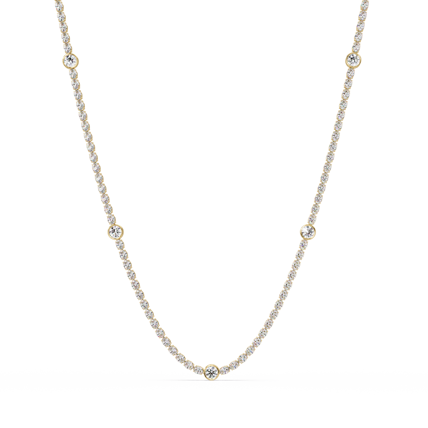 Round Cut Station Lab Grown Tennis Diamond Necklace in Gold - HIGHCARAT DIAMONDS