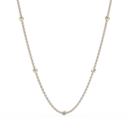 Round Cut Station Lab Grown Tennis Diamond Necklace in Gold - HIGHCARAT DIAMONDS