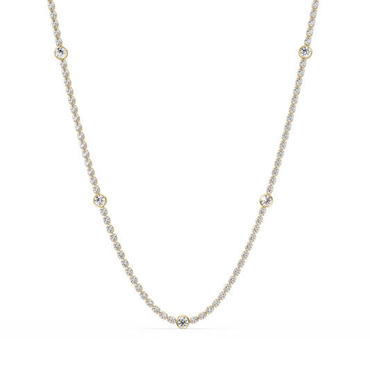 Round Cut Station Lab Grown Tennis Diamond Necklace in Gold - HIGHCARAT DIAMONDS