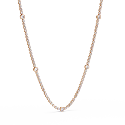 Round Cut Station Lab Grown Tennis Diamond Necklace in Gold - HIGHCARAT DIAMONDS