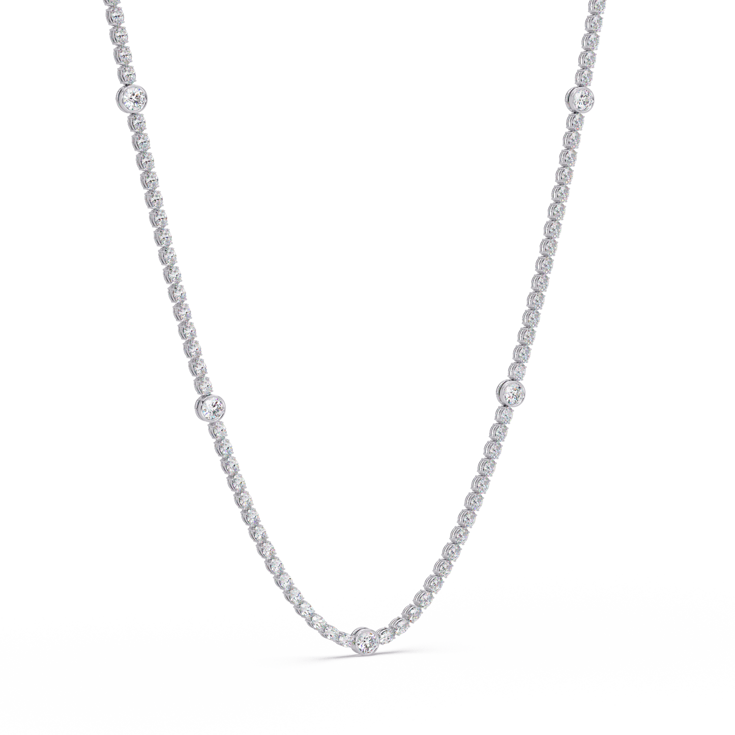 Round Cut Station Lab Grown Tennis Diamond Necklace in Gold - HIGHCARAT DIAMONDS