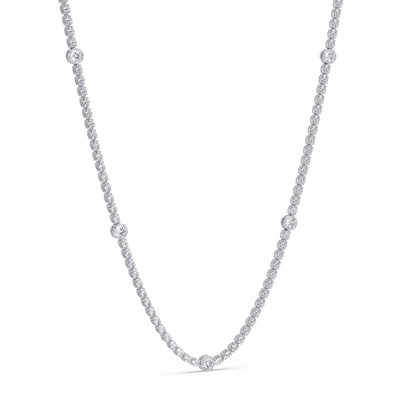 Round Cut Station Lab Grown Tennis Diamond Necklace in Gold - HIGHCARAT DIAMONDS