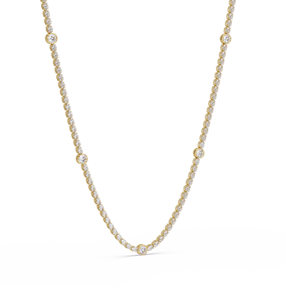 Round Cut Station Lab Grown Tennis Diamond Necklace in Gold - HIGHCARAT DIAMONDS