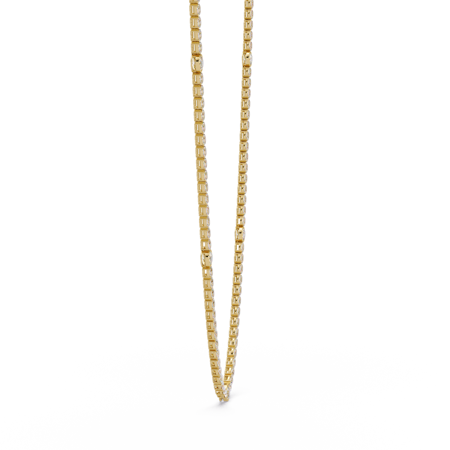 Round Cut Station Lab Grown Tennis Diamond Necklace in Gold - HIGHCARAT DIAMONDS