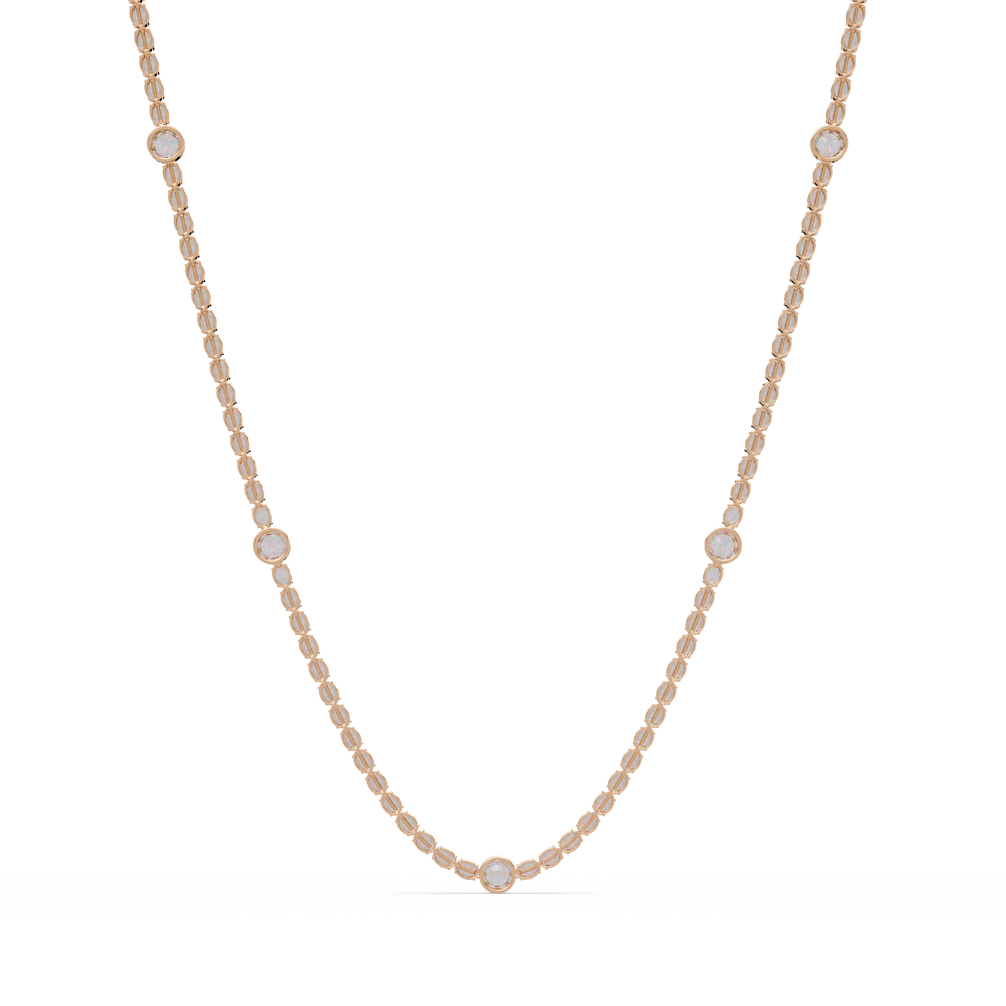 Round Cut Station Lab Grown Tennis Diamond Necklace in Gold - HIGHCARAT DIAMONDS