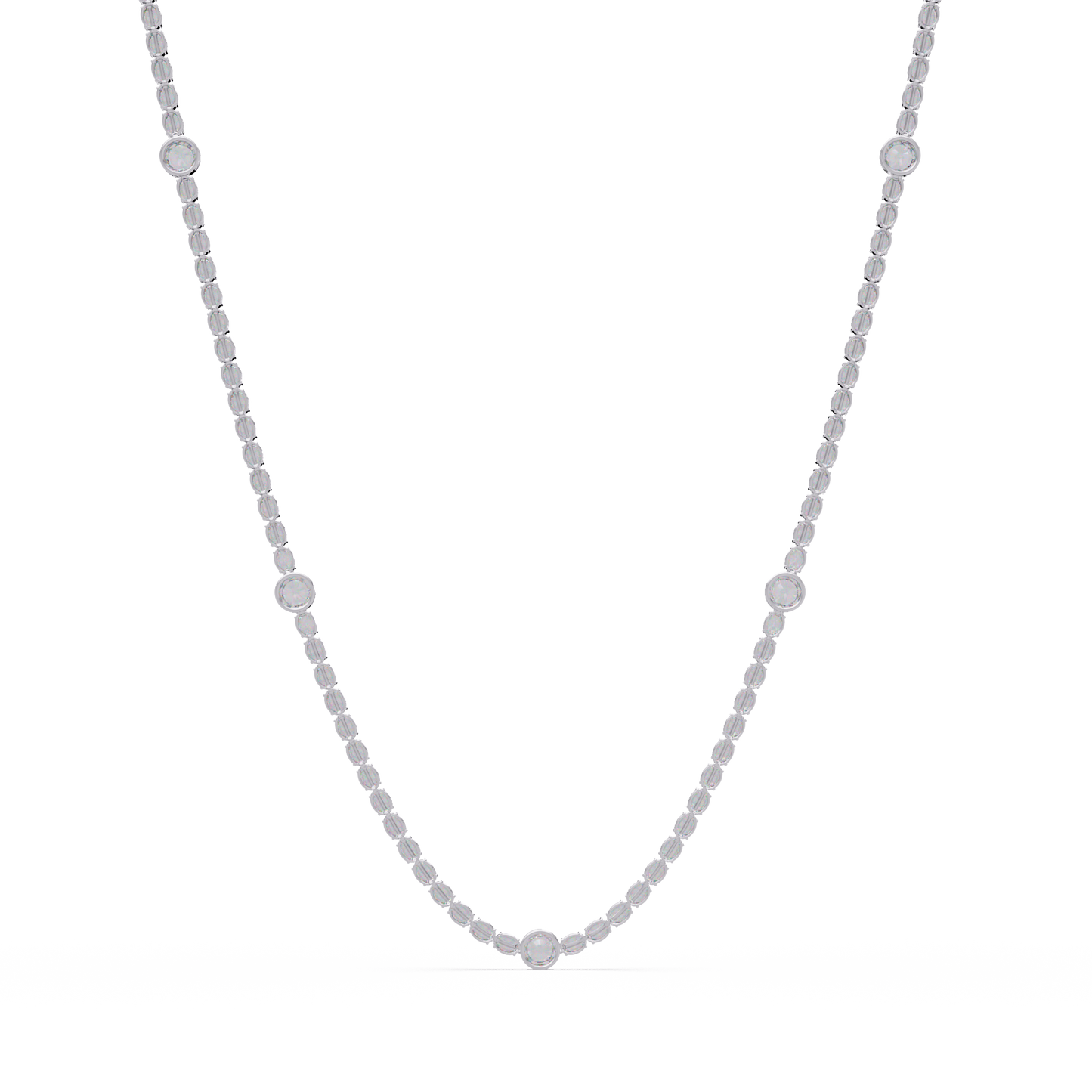 Round Cut Station Lab Grown Tennis Diamond Necklace in Gold - HIGHCARAT DIAMONDS