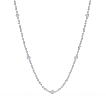 Round Cut Station Lab Grown Tennis Diamond Necklace in Gold - HIGHCARAT DIAMONDS