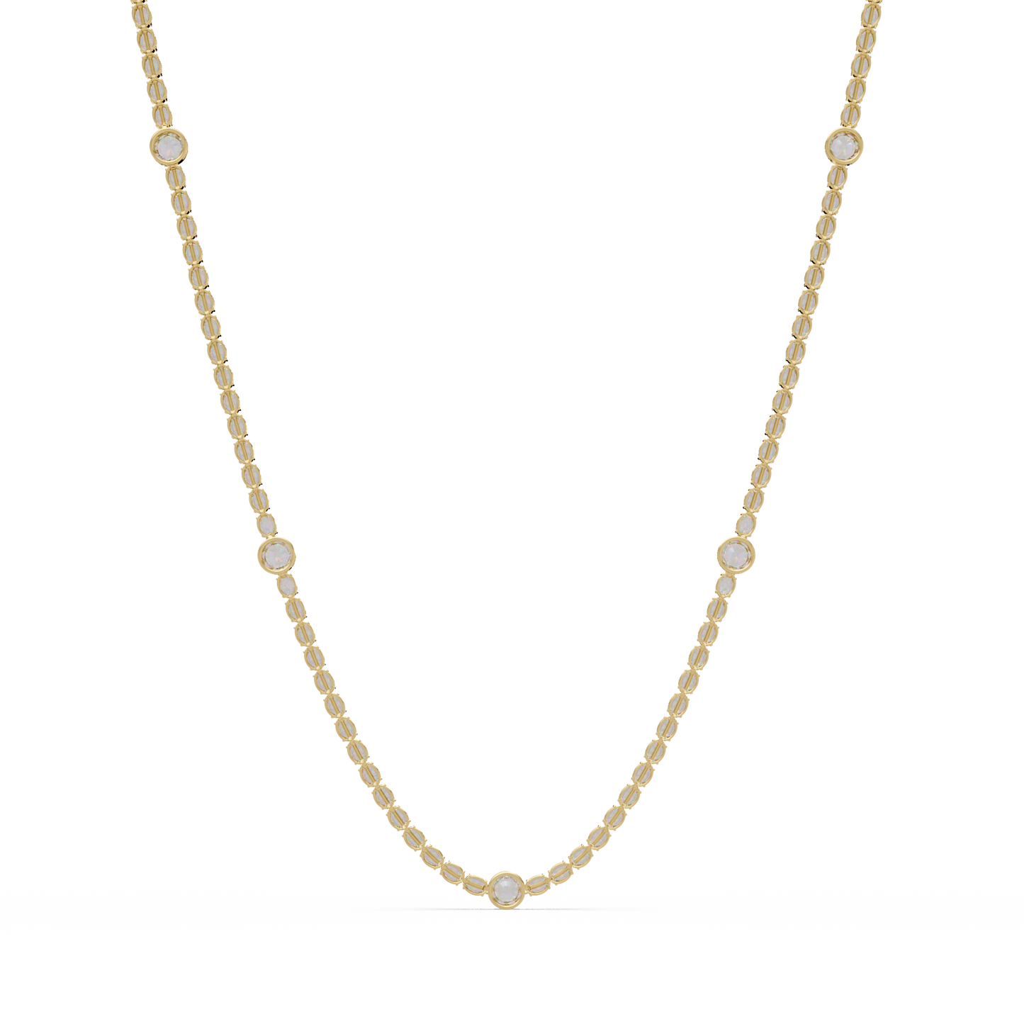 Round Cut Station Lab Grown Tennis Diamond Necklace in Gold - HIGHCARAT DIAMONDS