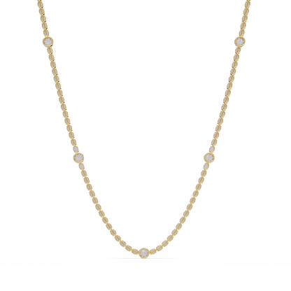 Round Cut Station Lab Grown Tennis Diamond Necklace in Gold - HIGHCARAT DIAMONDS