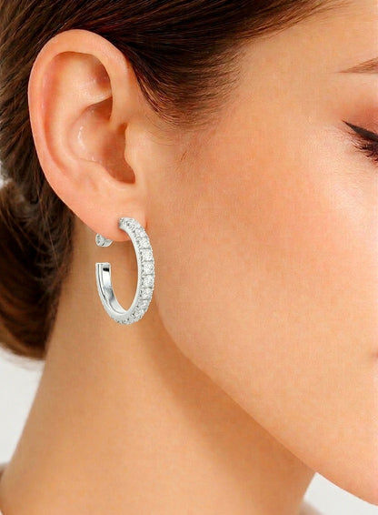 Round Cut Top Grade Diamond Antique Elegant Cluster Art Deco Perfect Hoop Earring Gift For Her - HIGHCARAT DIAMONDS