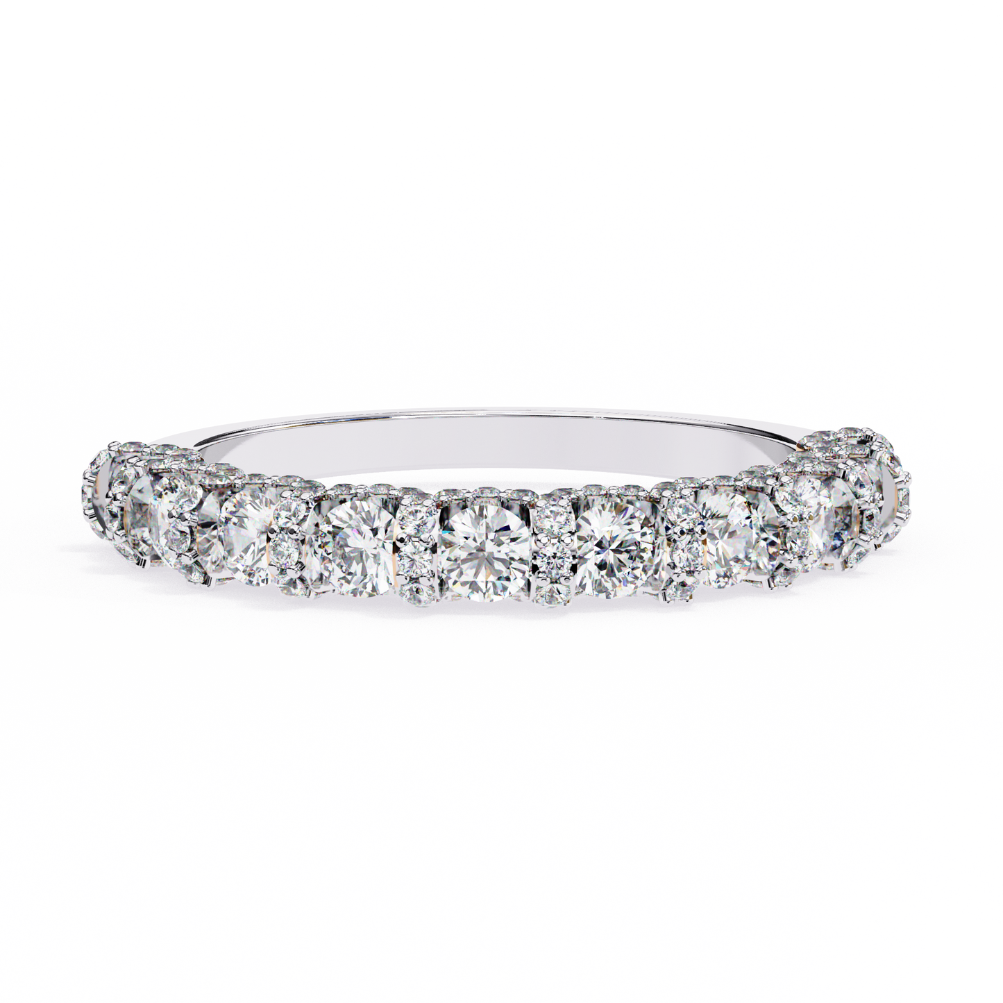 Round Cut Top Grade Diamond Elegance Classic Three Row Dainty Sparkling Proposer Ring For Women's - HIGHCARAT DIAMONDS
