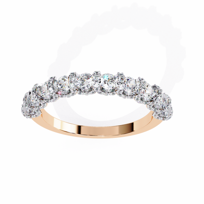 Round Cut Top Grade Diamond Elegance Classic Three Row Dainty Sparkling Proposer Ring For Women's - HIGHCARAT DIAMONDS
