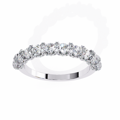 Round Cut Top Grade Diamond Elegance Classic Three Row Dainty Sparkling Proposer Ring For Women's - HIGHCARAT DIAMONDS