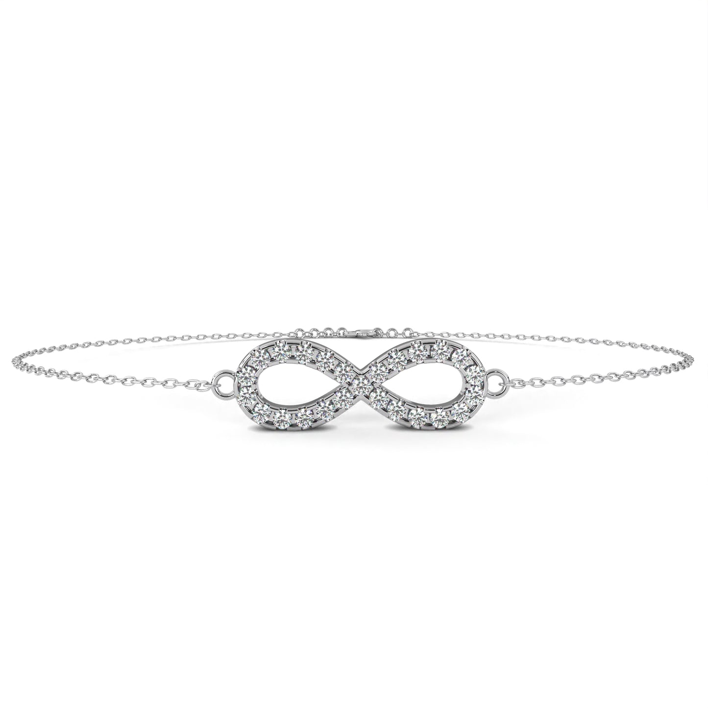 Round Cut Top Grade Diamond Infinity Shape Unique Elegant Classic Perfect Sparkling Dainty Charm Bracelet Gift For Women's