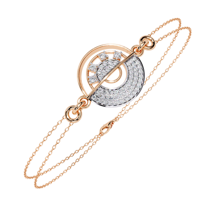 Round Cut Top Grade Diamond Unique 14k Solid Rose Gold Minimalist Handcrafted Cuff Bracelet For Women's - HIGHCARAT DIAMONDS