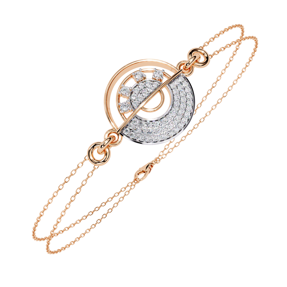 Round Cut Top Grade Diamond Unique 14k Solid Rose Gold Minimalist Handcrafted Cuff Bracelet For Women's - HIGHCARAT DIAMONDS