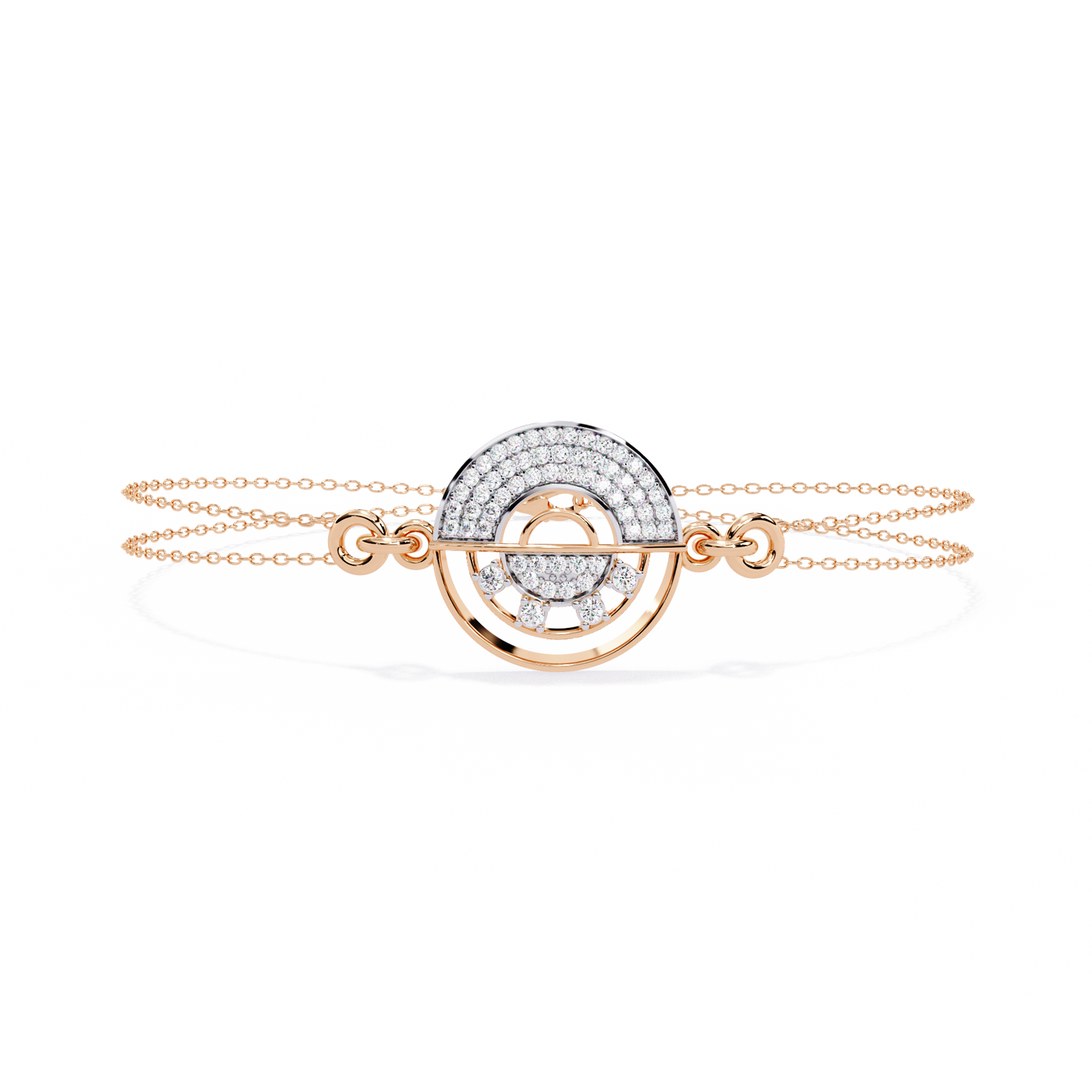 Round Cut Top Grade Diamond Unique 14k Solid Rose Gold Minimalist Handcrafted Cuff Bracelet For Women's - HIGHCARAT DIAMONDS
