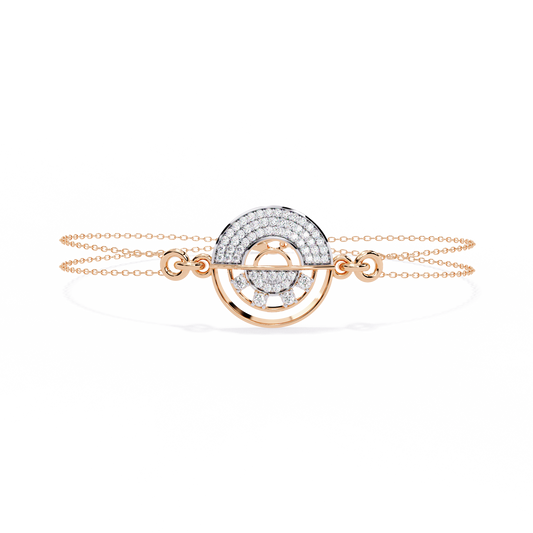 Round Cut Top Grade Diamond Unique 14k Solid Rose Gold Minimalist Handcrafted Cuff Bracelet For Women's - HIGHCARAT DIAMONDS