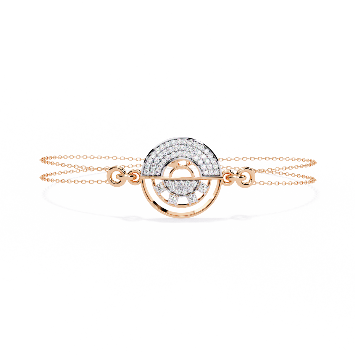 Round Cut Top Grade Diamond Unique 14k Solid Rose Gold Minimalist Handcrafted Cuff Bracelet For Women's - HIGHCARAT DIAMONDS