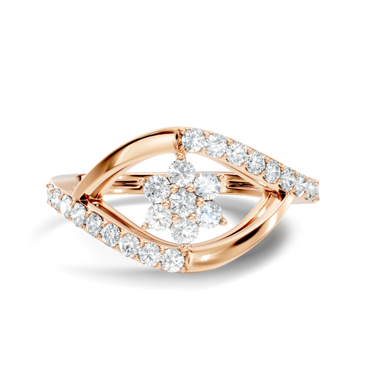 Round Cut Top-Grade Diamond Unique Flower Shape Dainty Prong Set Engagement Ring For Women's