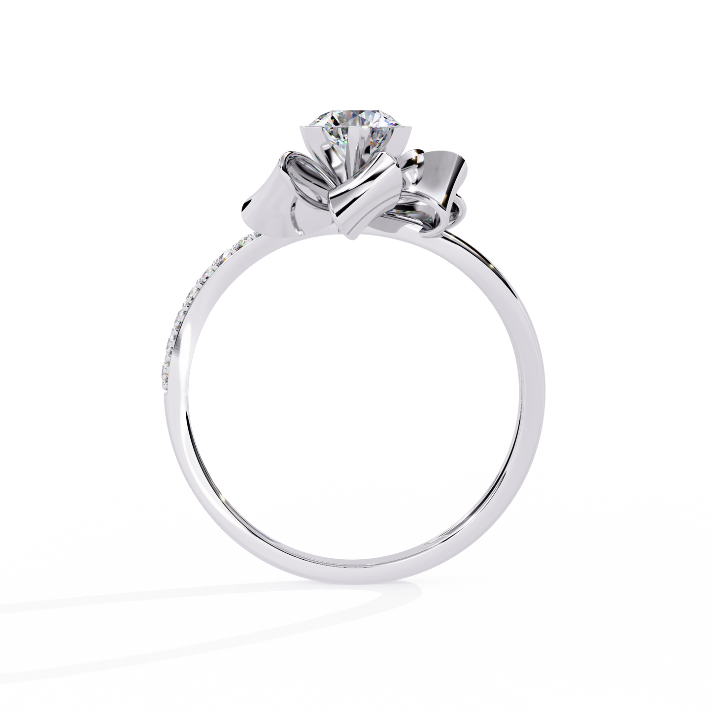 Round Cut Top Grade Lab Grown Diamond 18k Solid White Gold Art Deco Stunning Promise Ring Gift For Her