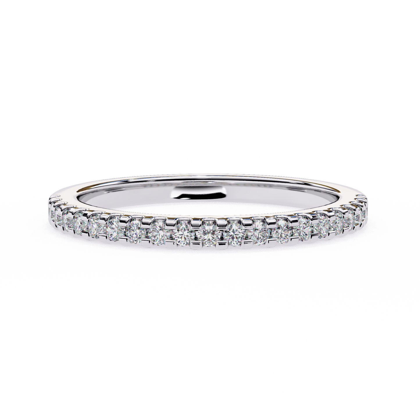 Round Cut Top Grade Lab Grown Diamond Elegant  Half Eternity 18k Solid Yellow Gold  Dainty Handmade Wedding Band - HIGHCARAT DIAMONDS