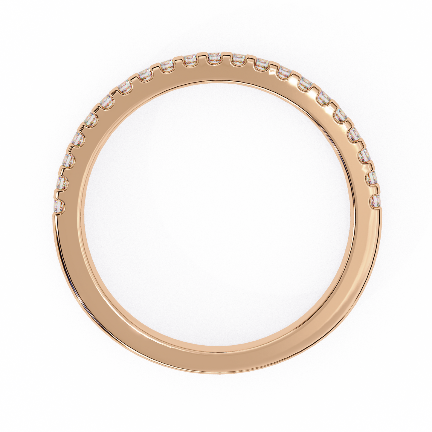 Round Cut Top Grade Lab Grown Diamond Elegant  Half Eternity 18k Solid Yellow Gold  Dainty Handmade Wedding Band - HIGHCARAT DIAMONDS